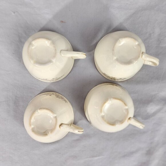 Set of 4 Vintage Homer Laughlin Virginia Rose Woodland Gold Cups and Saucers USA - Picture 11 of 15